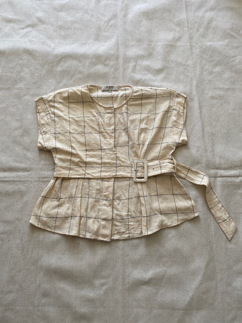 Sea NY Belted Linen Short-Sleeve Top Size 4